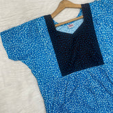 Pure Soft Cotton Vertical Frill Type Feeding Nighty, Free Size, Short Sleeve Sleepwear in Premium Softest Cotton Fabric (Bra Size 34"-40" | 54″-56″ length)